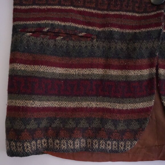 Vintage Casablanca Maroon Beige Stripe Pattern Boho Button Up Blazer 12 - Picture 8 of 10